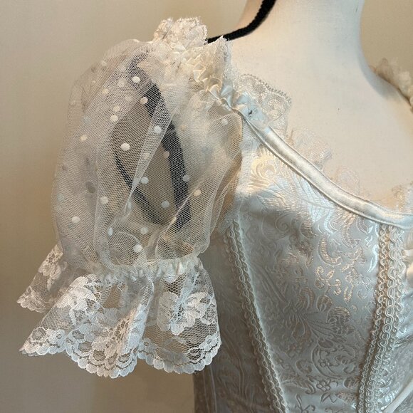 White Brocade Princess Renaissance Fair Corset Top Size M - Picture 5 of 10